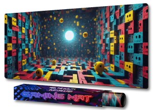 PODKŁADKA NA BIURKO GAMING Kolorowe Bloki i Żółte Buzki