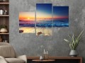 Obraz MORZE ZACHÓD SŁOŃCA NA PLAŻY tryptyk 3 częściowy