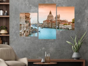 OBRAZ Wenecja Włochy Kanał TRYPTYK NA PŁÓTNIE 
