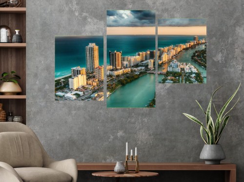 OBRAZ Miami Floryda Beach TRYPTYK DO SALONU CANVAS
