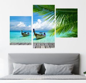 OBRAZ 3 częściowy tryptyk na płótnie TAJLANDIA ŁÓDKI