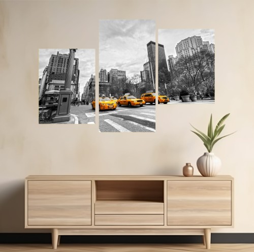 Obraz NEW YORK STREET TAXI canvas tryptyk na płótnie 