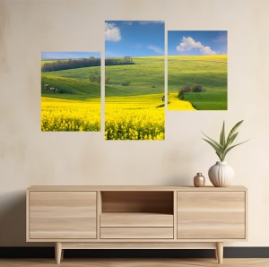 Obraz Canvas Pole Łąka Natura Rzepak Tryptyk do salonu
