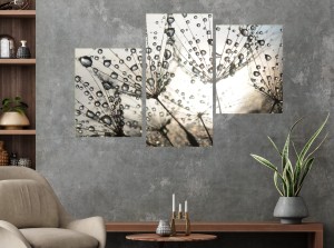 Obraz tryptyk wieloczęściowy NATURA KROPLE ROSA 