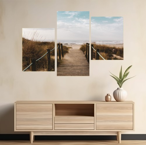 Obraz morze na płótnie wejście na plażę wydmy pomost 