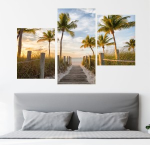 Obraz PALMY PLAŻA MIAMI BEACH Tryptyk do salonu 