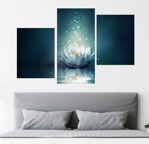 Obraz KWIAT LOTOSU Tryptyk do salonu sypialni 