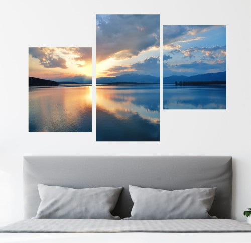 Obraz MORZE GÓRY ZACHÓD SŁOŃCA tryptyk wieloczęściowy