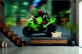 FOTOTAPETA DO SALONU ŚCIENNA Zielone Kawasaki Ninja Sport Bike