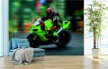 FOTOTAPETA DO SALONU ŚCIENNA Zielone Kawasaki Ninja Sport Bike