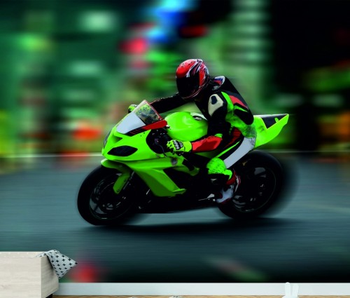 FOTOTAPETA DO SALONU ŚCIENNA Zielone Kawasaki Ninja Sport Bike
