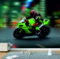 FOTOTAPETA DO SALONU ŚCIENNA Zielone Kawasaki Ninja Sport Bike