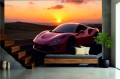 FOTOTAPETA DO SALONU ŚCIENNA Red Ferrari F8 Tributo Sport Car