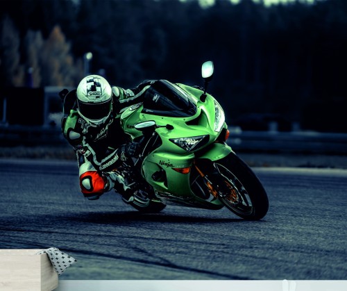FOTOTAPETA DO SALONU ŚCIENNA Ciemne Zielone Kawasaki Ninja Zx-10R