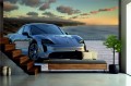 FOTOTAPETA DO SALONU ŚCIENNA Porsche Taycan Turbo Cross Turismo
