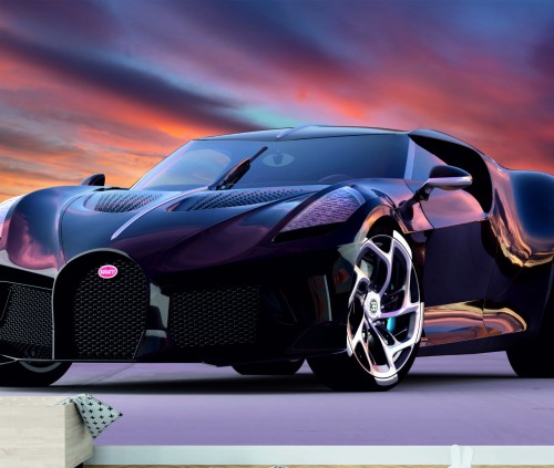 FOTOTAPETA DO SALONU ŚCIENNA Mroczne Bugatti La Voiture Noire