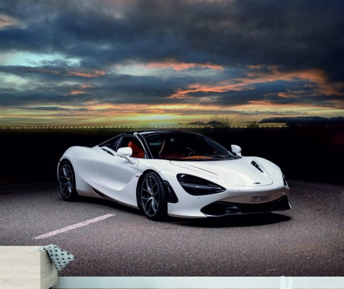 FOTOTAPETA DO SALONU ŚCIENNA Bialy Sportowy McLaren 750s