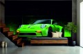 FOTOTAPETA DO SALONU ŚCIENNA Green Neon Porsche 911 Gt3 RS