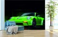 FOTOTAPETA DO SALONU ŚCIENNA Green Neon Porsche 911 Gt3 RS