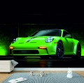 FOTOTAPETA DO SALONU ŚCIENNA Green Neon Porsche 911 Gt3 RS