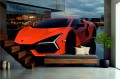 FOTOTAPETA DO SALONU ŚCIENNA Orange Lamborghini Revuelto Sport Car