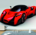 FOTOTAPETA DO SALONU ŚCIENNA Red Concept Hypercar Ferrari F80