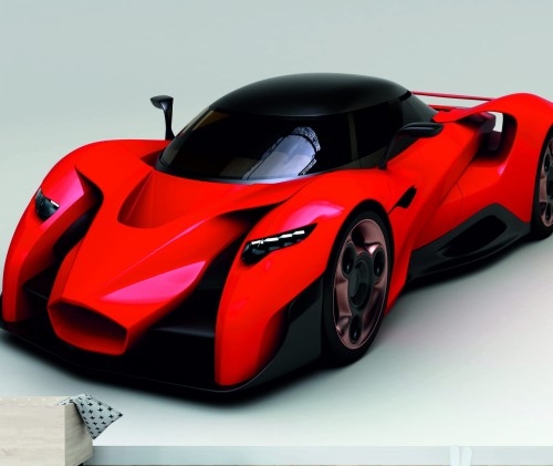FOTOTAPETA DO SALONU ŚCIENNA Red Concept Hypercar Ferrari F80