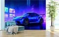 FOTOTAPETA DO SALONU ŚCIENNA Neon City Porsche 911 Luxury Car