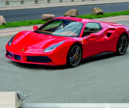 FOTOTAPETA DO SALONU ŚCIENNA Red Sport Car Ferrari 488 Gtr 