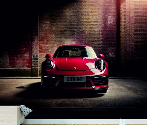 FOTOTAPETA DO SALONU ŚCIENNA Czerwone Sportowe Porsche 911 Carrera 4 GTS