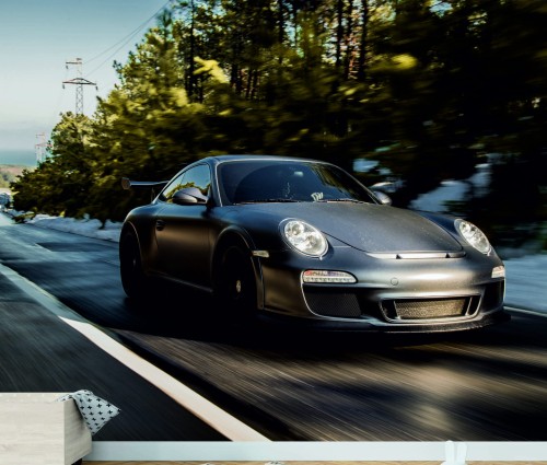 FOTOTAPETA DO SALONU ŚCIENNA Black Mate Porsche 9ff 997 Turbo RS R