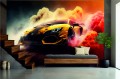 FOTOTAPETA DO SALONU ŚCIENNA Black-Yellow Lamborghini Aventador