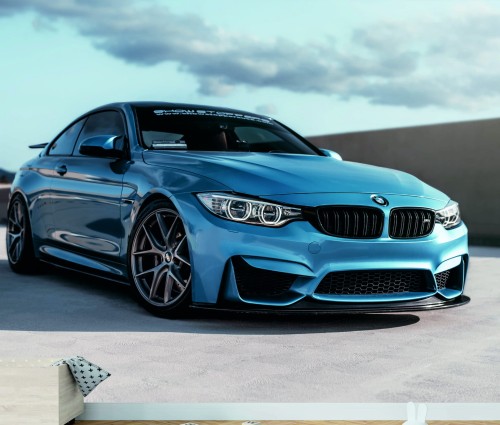 FOTOTAPETA DO SALONU ŚCIENNA Light Blue Sport Car BMW M4 GTS