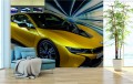 FOTOTAPETA DO SALONU ŚCIENNA Gold BMW I8 Electronic Sport Car