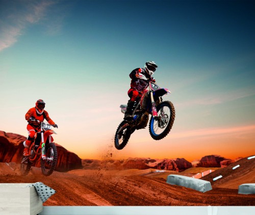 FOTOTAPETA DO SALONU ŚCIENNA Motocross Enduro Desert Race 