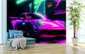 FOTOTAPETA DO SALONU ŚCIENNA Neon Pink Sport Porsche 911