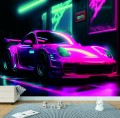 FOTOTAPETA DO SALONU ŚCIENNA Neon Pink Sport Porsche 911