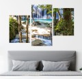 Wodospad obraz tryptyk las potok CANVAS do salonu 