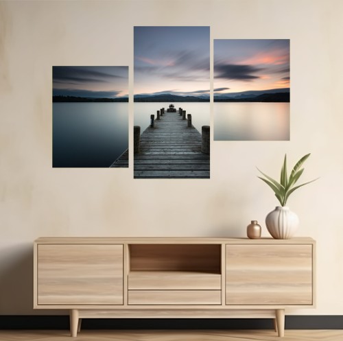 Obraz wieloczęściowy do Salonu pomost nad jeziorem 