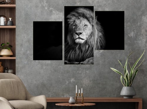 Obraz CZARNO BIAŁY LEW na płótnie canvas do sypialni salonu 