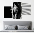 Obraz canvas tryptyk akt czarno biały kobieta do sypialni 