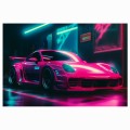 FOTOTAPETA DO SALONU ŚCIENNA Neon Pink Sport Porsche 911