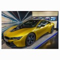 FOTOTAPETA DO SALONU ŚCIENNA Gold BMW I8 Electronic Sport Car