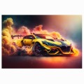 FOTOTAPETA DO SALONU ŚCIENNA Gold Futuristic Sport Car Burnout 