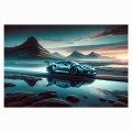 FOTOTAPETA DO SALONU ŚCIENNA Blue Cyan Porsche 911 GT3 Fastback 