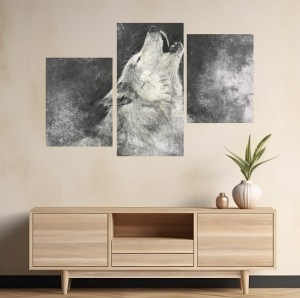 Obraz na płótnie canvas tryptyk WILK ABSTRAKCJA 