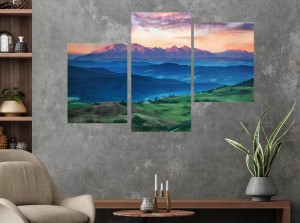 Obraz GÓRY WIDOK NA TATRY tryptyk na płótnie do salonu 