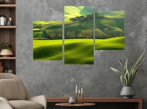 Obraz  na płótnie tryptyk TOSKANIA ZIELONE POLA