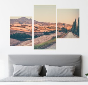 Obraz  TOSKANIA WŁOCHY ITALIA  WZGÓRZA tryptyk do sypialni 