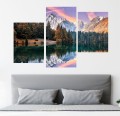 OBRAZ NA PŁÓTNIE piękne jezioro w górach CANVAS TRYPTYK